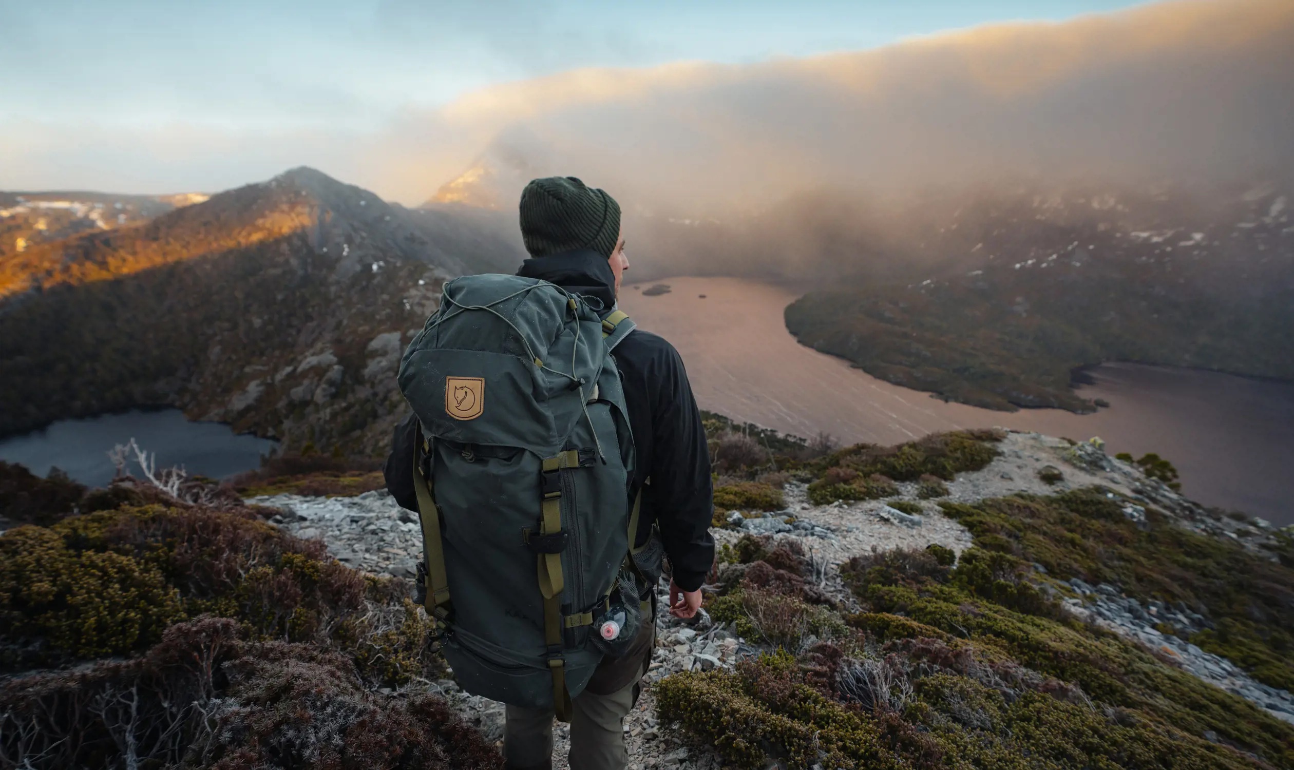 Hiker enjoying the Overland Track in Tasmania.